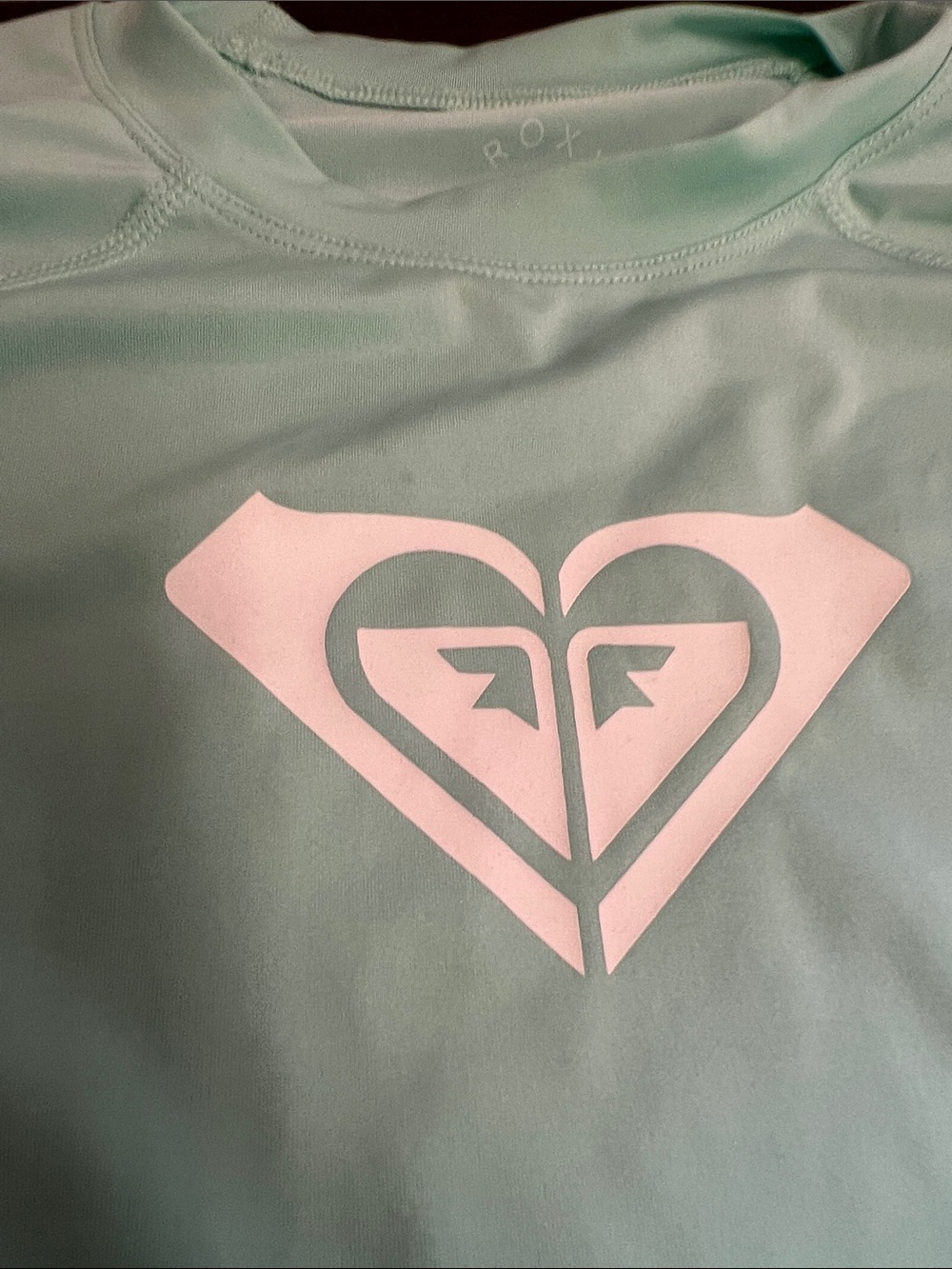 Roxy Mint Green Long Sleeve Rash Guard with White Logo - Picture 2 of 4